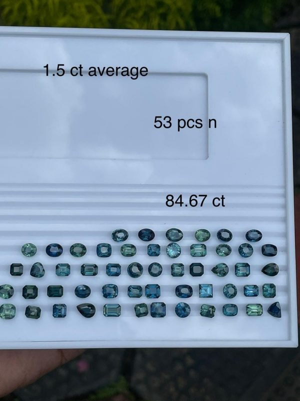 Teal Sapphire Lot 53pcs - 84.67 carats